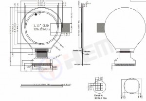 128×128 Round OLED display SSD1327ZB